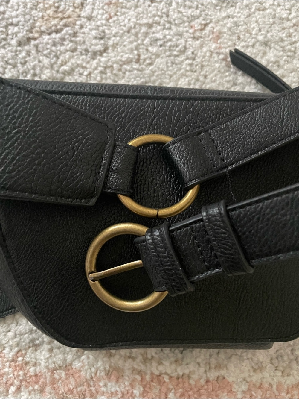 Faux Black Leather Belt Bag - Minimalist Everyday Carry - Picture 3 of 9